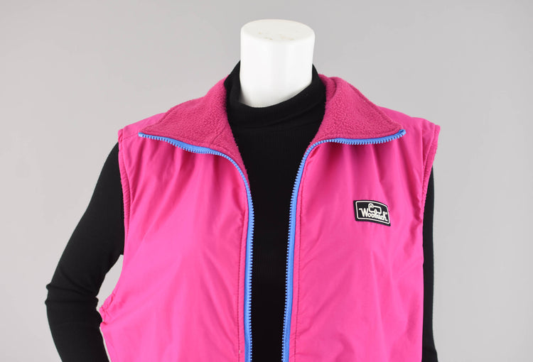 80s Pink Fleece Lined Vest, Women's Large