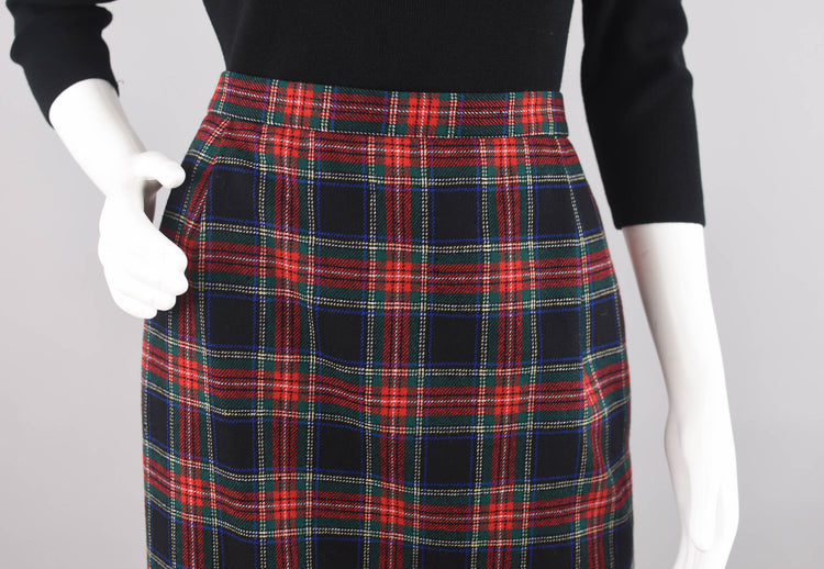 90s Pendleton Tartan Plaid Pencil Wool Skirt, Women's Petite 16, 32" Waist