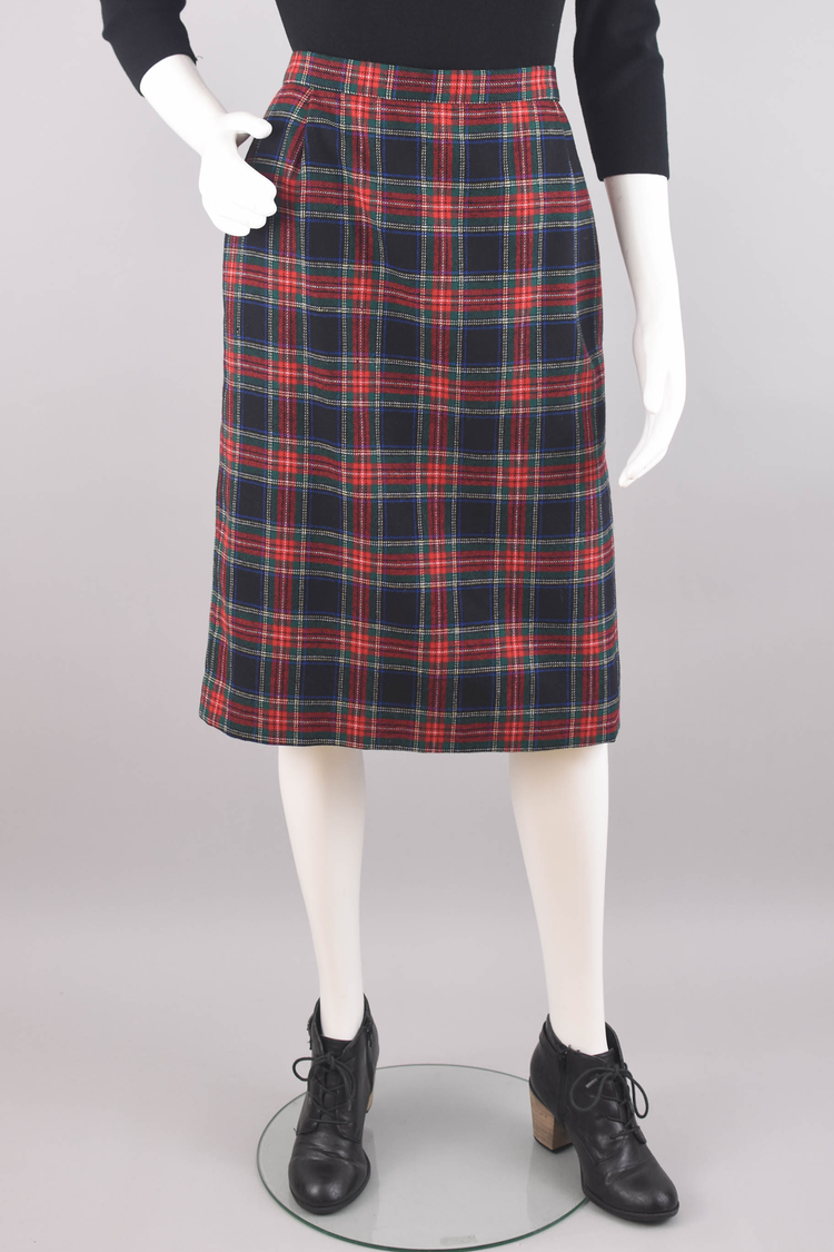 90s Pendleton Tartan Plaid Pencil Wool Skirt, Women's Petite 16, 32" Waist