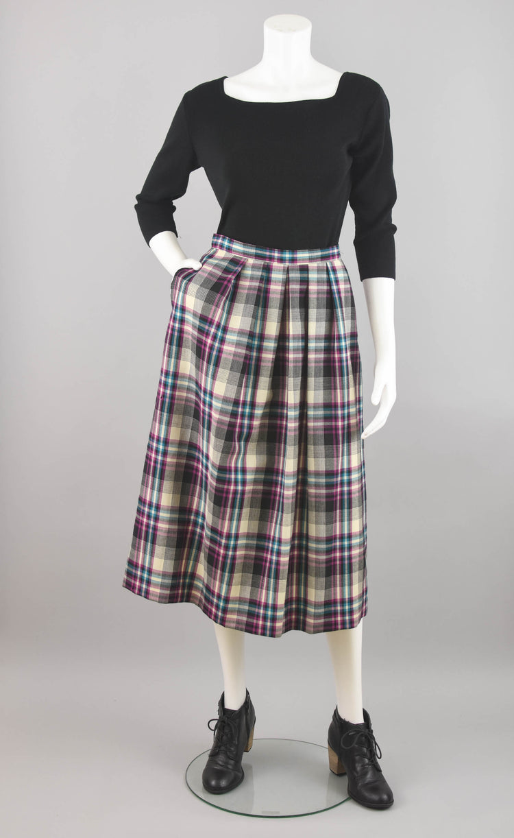 80s Pendleton Pleated Wool A-line Skirt, Women's 28" Waist