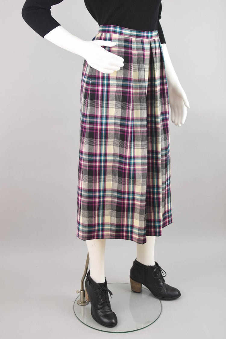 80s Pendleton Pleated Wool A-line Skirt, Women's 28" Waist