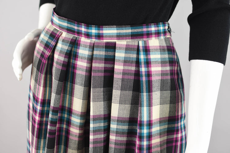 80s Pendleton Pleated Wool A-line Skirt, Women's 28" Waist