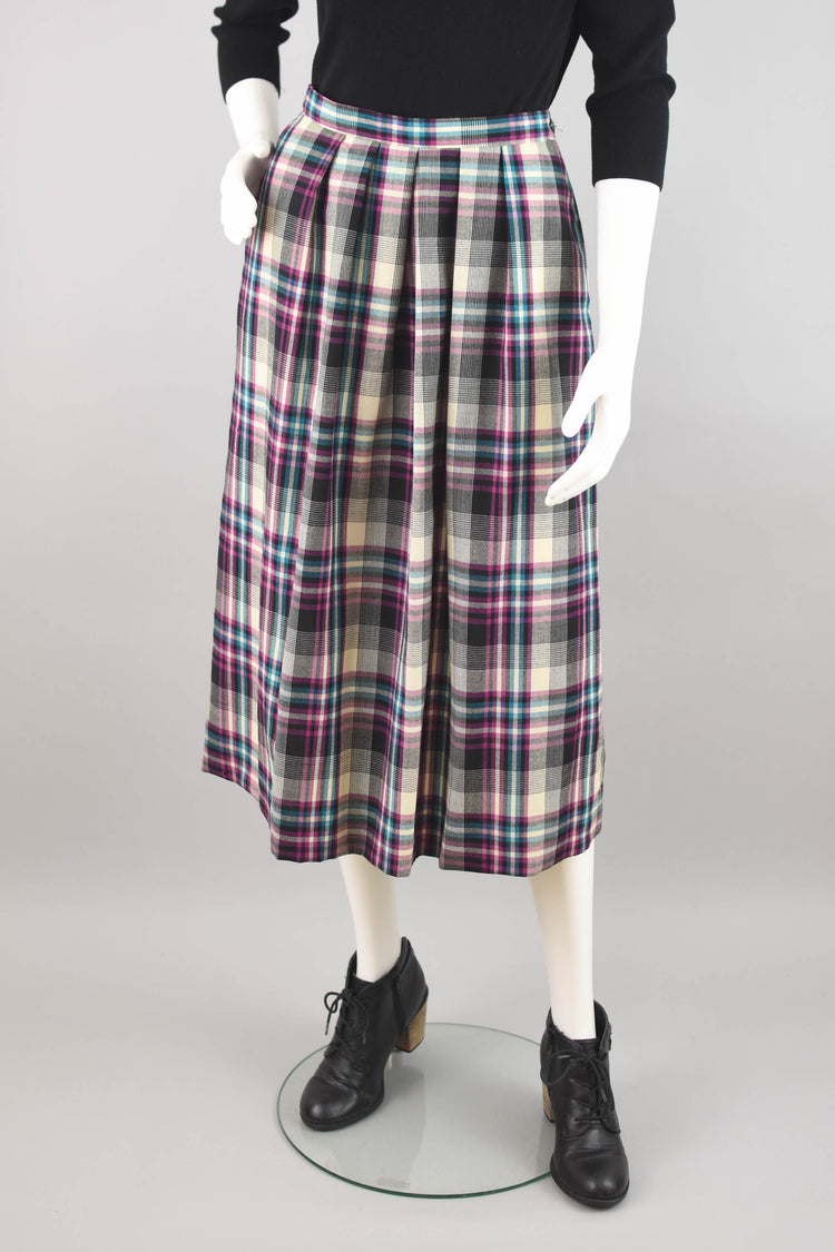 80s Pendleton Pleated Wool A-line Skirt, Women's 28" Waist