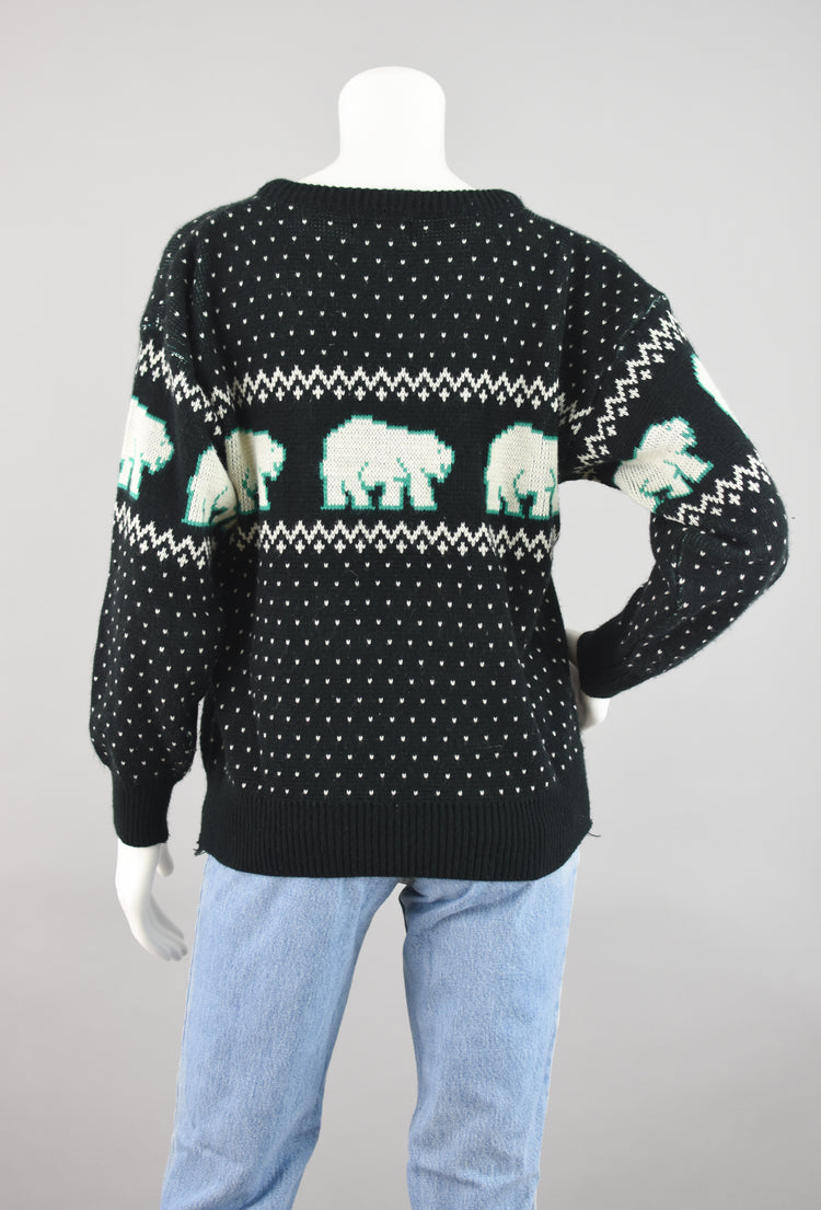 Vintage Polar Bears Sweater Women's Small