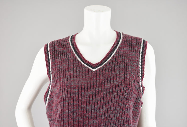 90s V-neck Preppy Sweater Vest, Women's Medium - Large