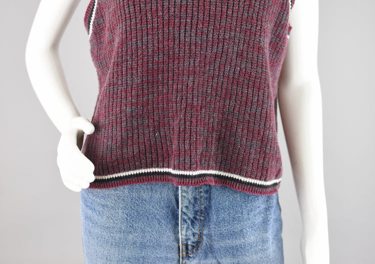 90s V-neck Preppy Sweater Vest, Women's Medium - Large