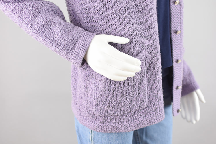 80s Pastel Purple Cardigan with Pockets Women's Large - XL