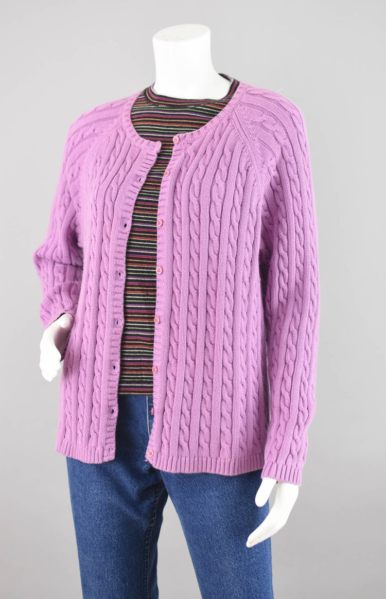 Y2K L.L. Bean Lilac Purple Cardigan, Women's Extra Large