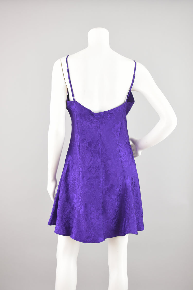 90s Adonna Purple Satin Slip Dress, Women's Medium