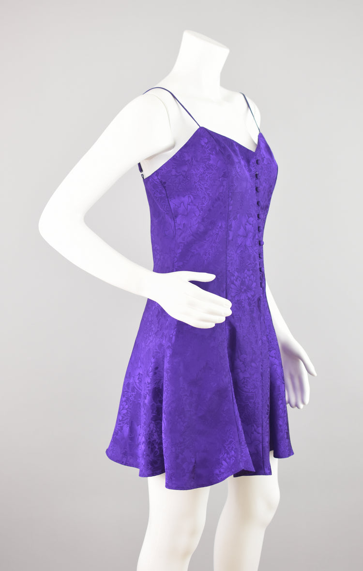 90s Adonna Purple Satin Slip Dress, Women's Medium