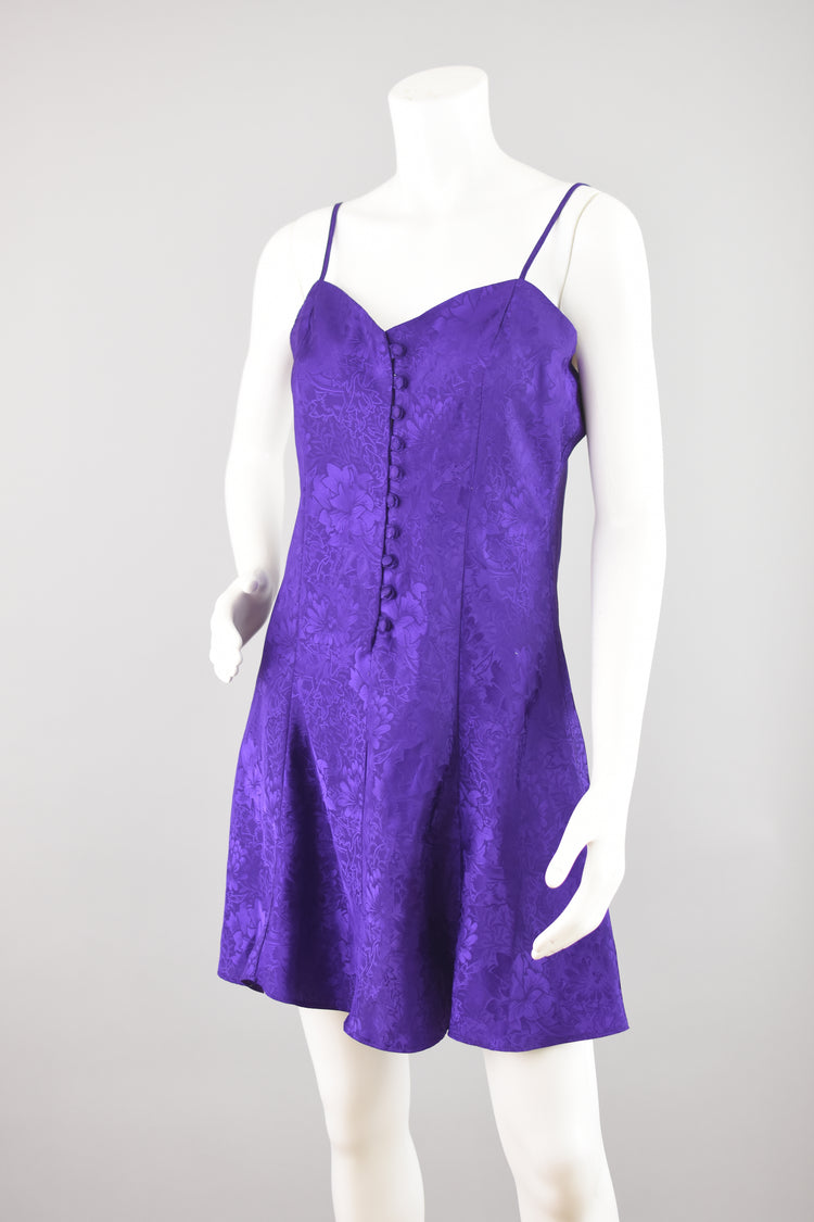 90s Adonna Purple Satin Slip Dress, Women's Medium