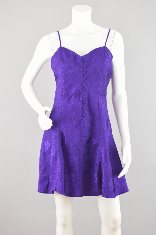 90s Adonna Purple Satin Slip Dress, Women's Medium