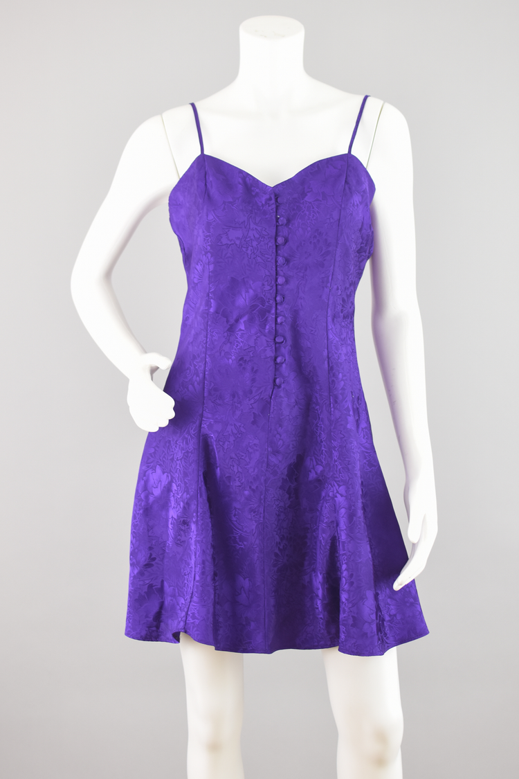 90s Adonna Purple Satin Slip Dress, Women's Medium