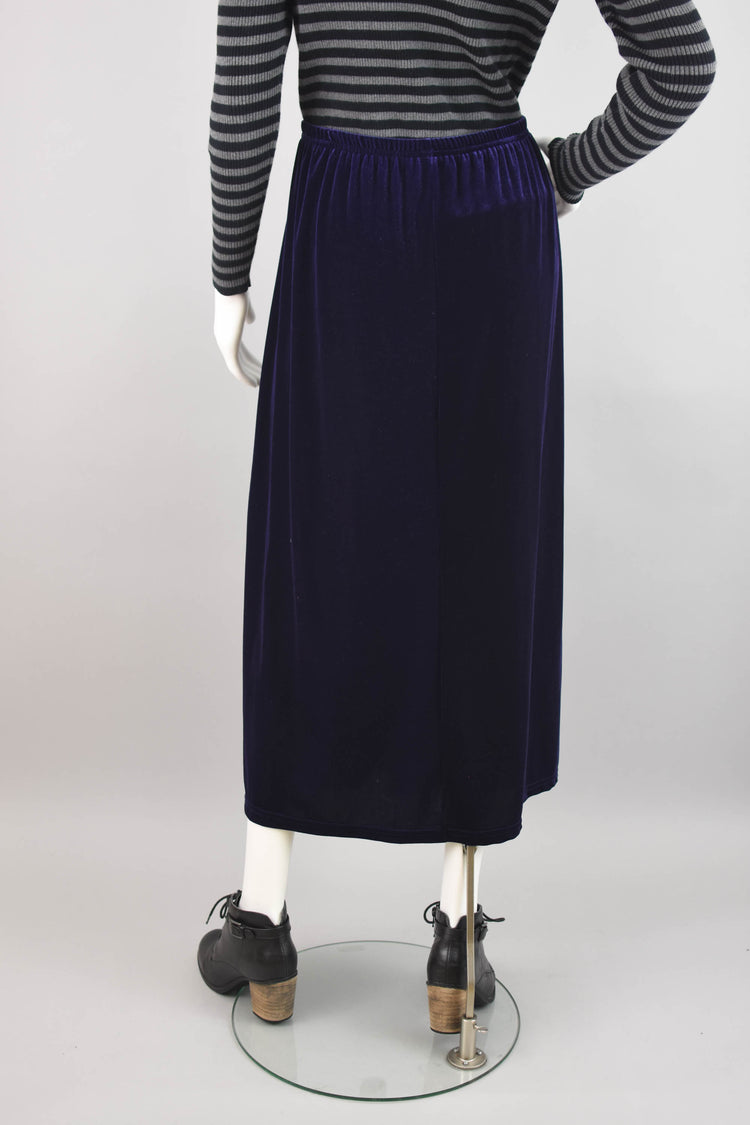 90s Purple Velvet Long Maxi Skirt Women's Plus Size 1X