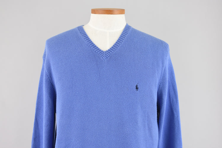 90s Polo by Ralph Lauren Blue Sweater, Men's Extra Large