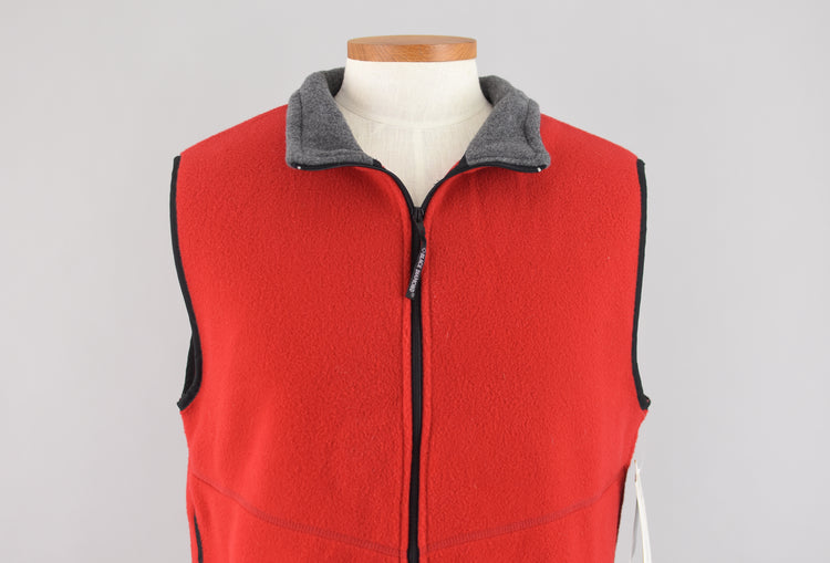 90s Red Zip Up Fleece Vest NWT, Men's Medium - Large