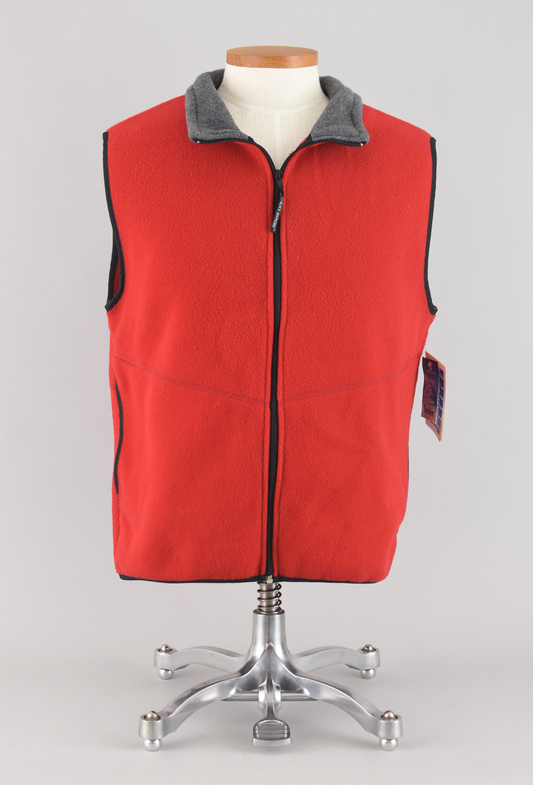 90s Red Zip Up Fleece Vest NWT, Men's Medium - Large