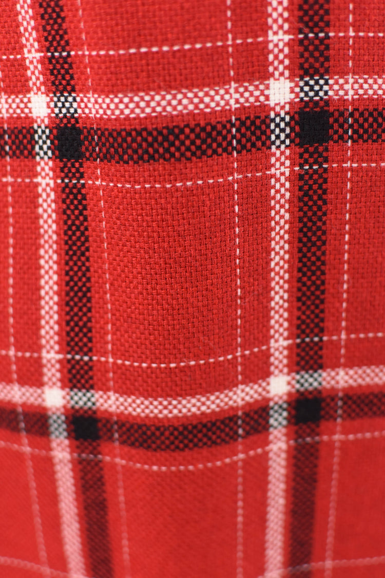 90s Red Plaid Skirt with Fringe, Women's Size 16, 34" Waistline