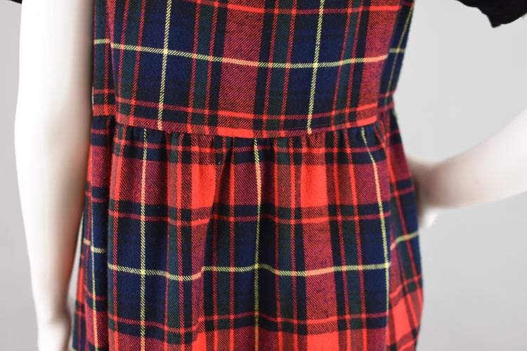 Vintage Plaid Flannel Pinafore Dress Women's Petite Small