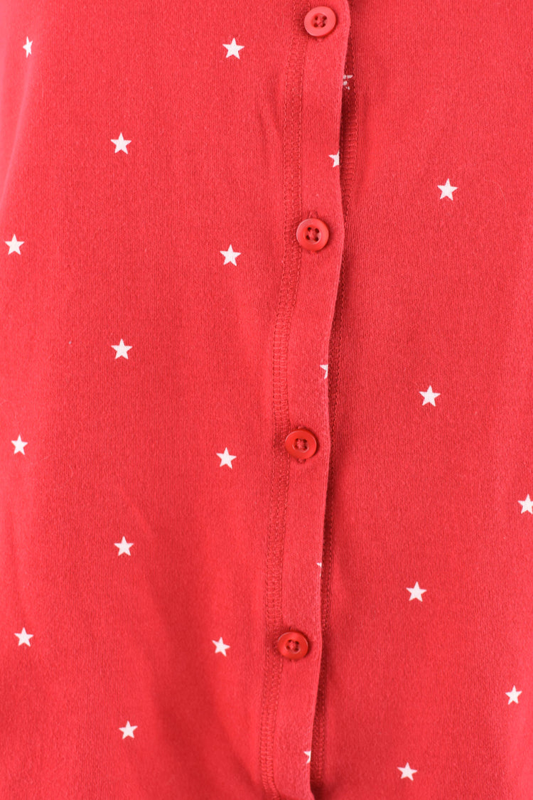 90s Red & White Stars Collared Tank Top, Women's Extra Large