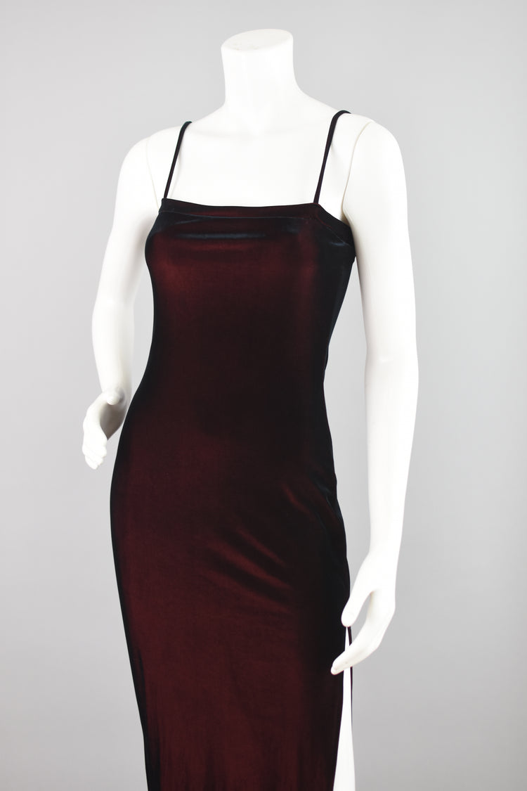 90s Black & Red Velvet Dress, Juniors Small - Medium