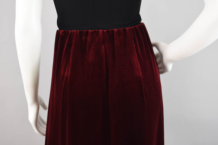 Red Velvet Maxi Skirt, Women's Small