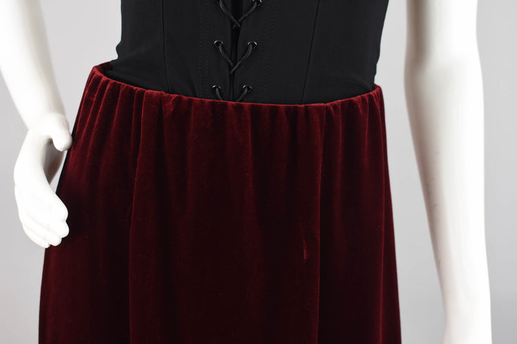 Red Velvet Maxi Skirt, Women's Small