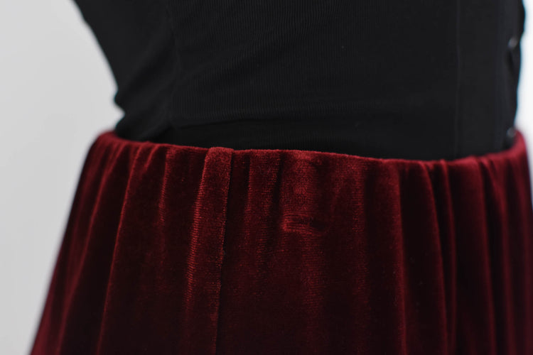 Red Velvet Maxi Skirt, Women's Small