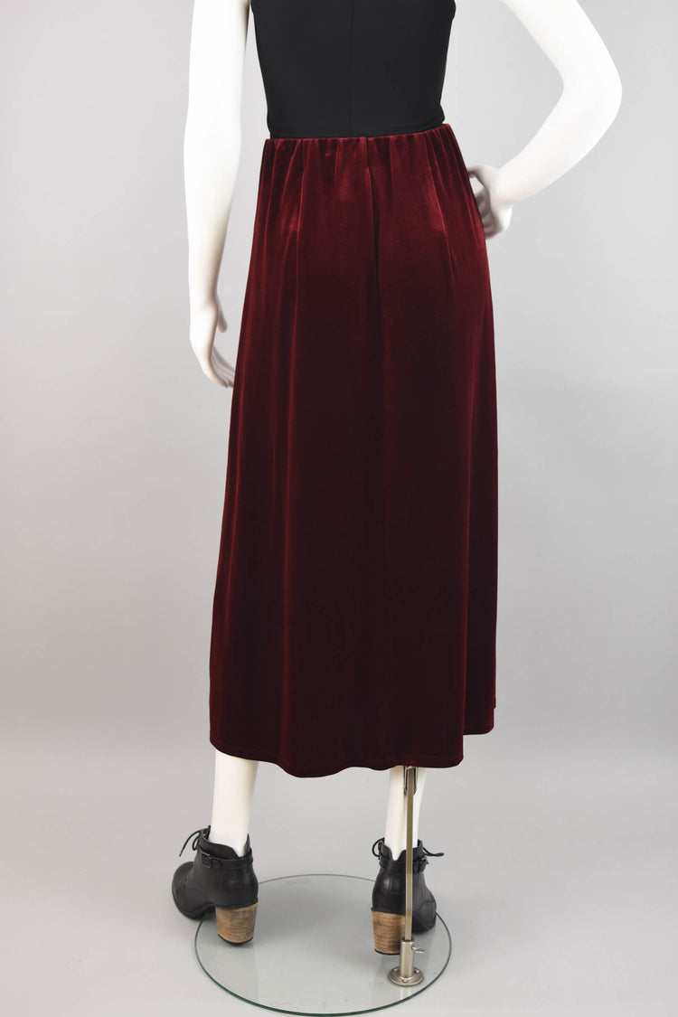 Red Velvet Maxi Skirt, Women's Small