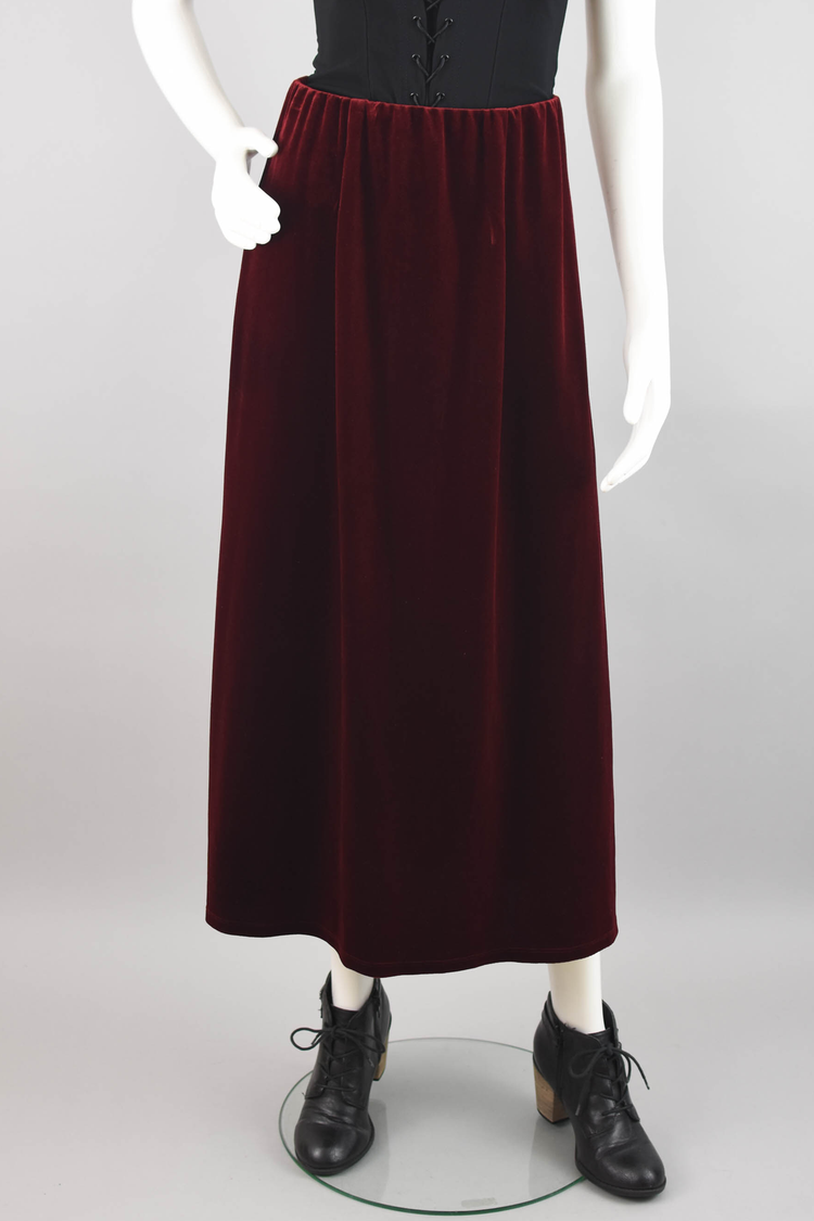 Red Velvet Maxi Skirt, Women's Small