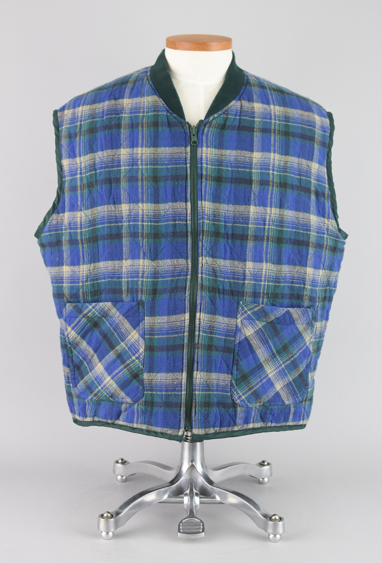 Vintage 80s Reversible Plaid Flannel & Quilted Zip Up Vest, Men's Extra Large