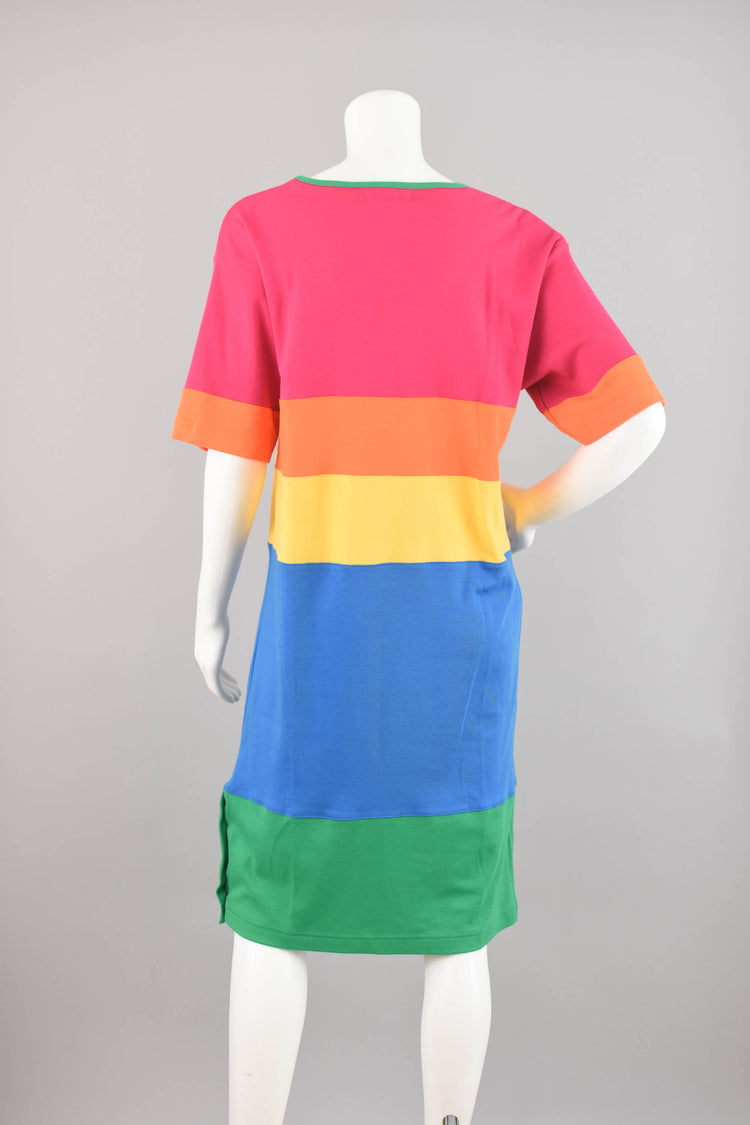 80s Colorblock T-shirt Dress, Women's Medium