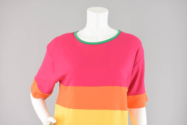 80s Colorblock T-shirt Dress, Women's Medium