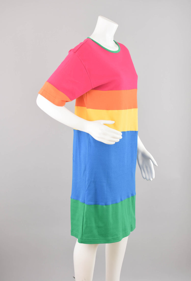 80s Colorblock T-shirt Dress, Women's Medium