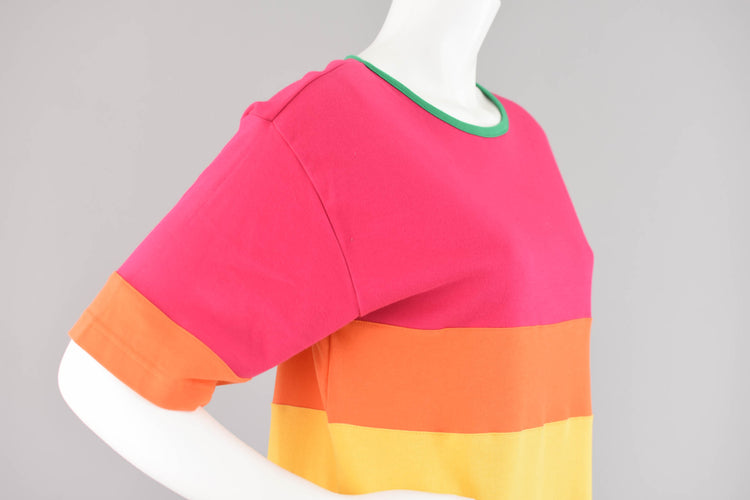 80s Colorblock T-shirt Dress, Women's Medium