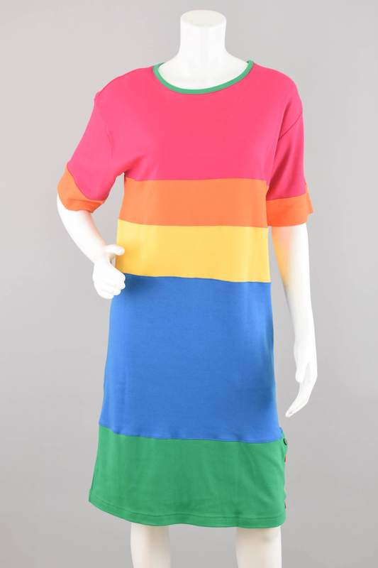 80s Colorblock T-shirt Dress, Women's Medium