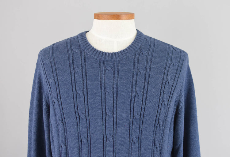 Saddlebred Blue Cable Knit Preppy Sweater, Men's Extra Large