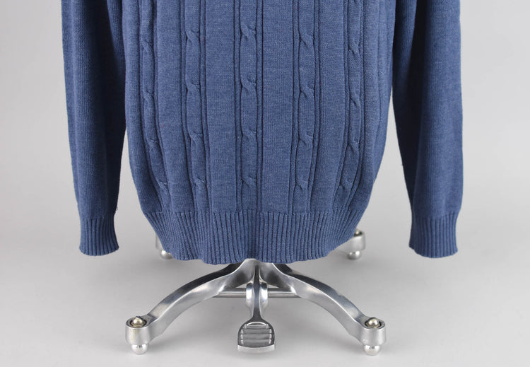 Saddlebred Blue Cable Knit Preppy Sweater, Men's Extra Large