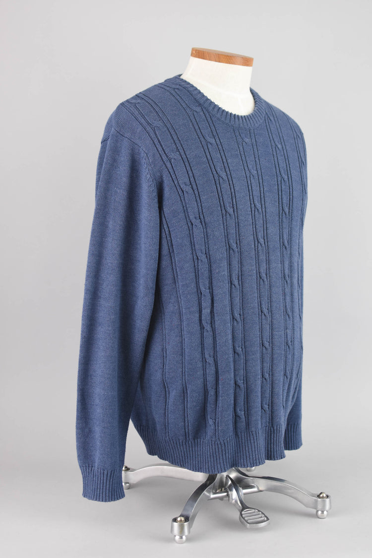 Saddlebred Blue Cable Knit Preppy Sweater, Men's Extra Large