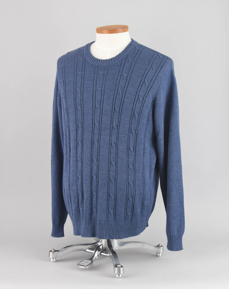 Saddlebred Blue Cable Knit Preppy Sweater, Men's Extra Large