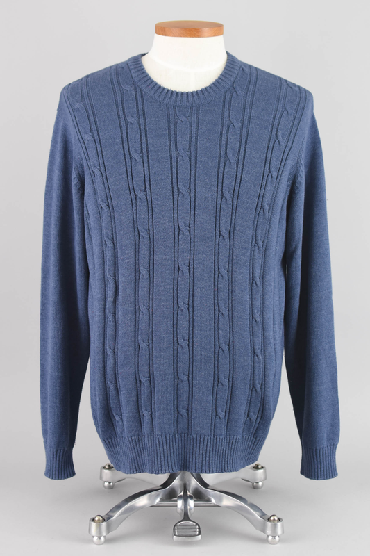 Saddlebred Blue Cable Knit Preppy Sweater, Men's Extra Large