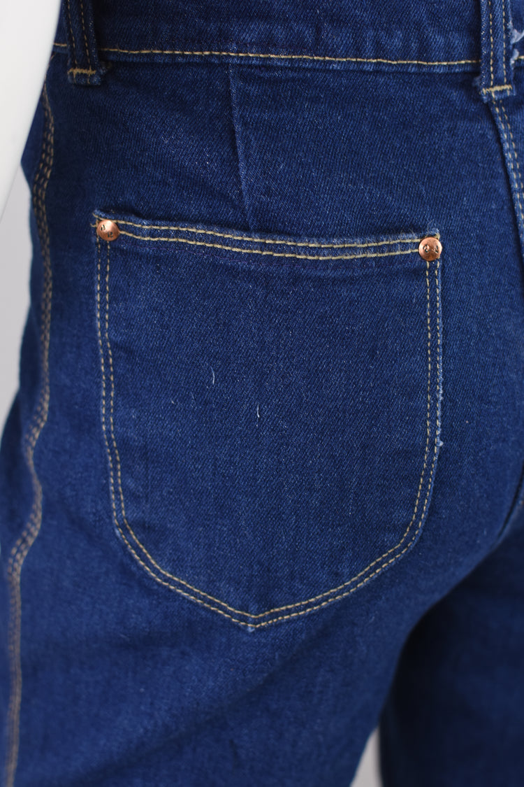 70s High Waisted Dark Blue Sears Jeans, Women's 28x30