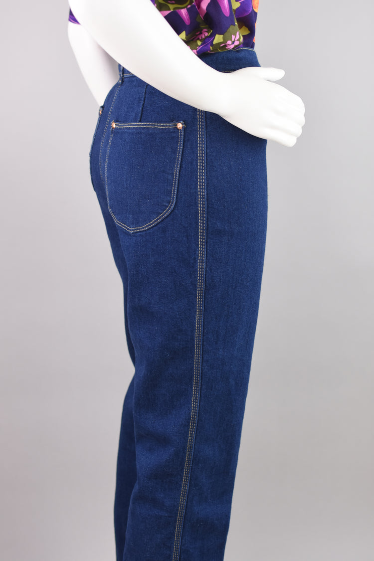 70s High Waisted Dark Blue Sears Jeans, Women's 28x30