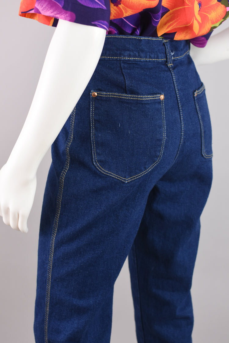 70s High Waisted Dark Blue Sears Jeans, Women's 28x30