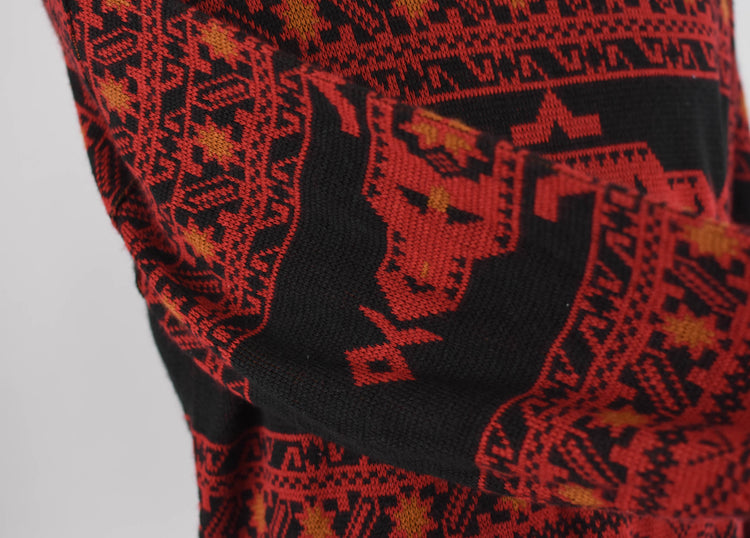 90s Geometric Slouchy Black & Red Sweater, Men's Extra Large