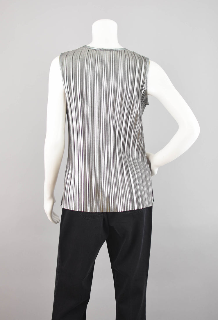 Vintage Metallic Silver Sleeveless Shirt NWT, Women's Medium