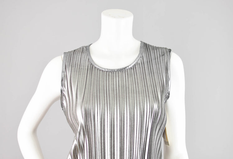 Vintage Metallic Silver Sleeveless Shirt NWT, Women's Medium