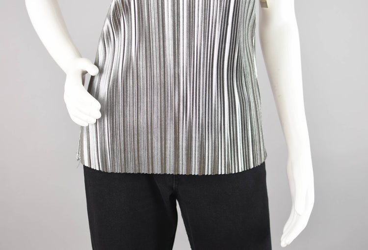 Vintage Metallic Silver Sleeveless Shirt NWT, Women's Medium