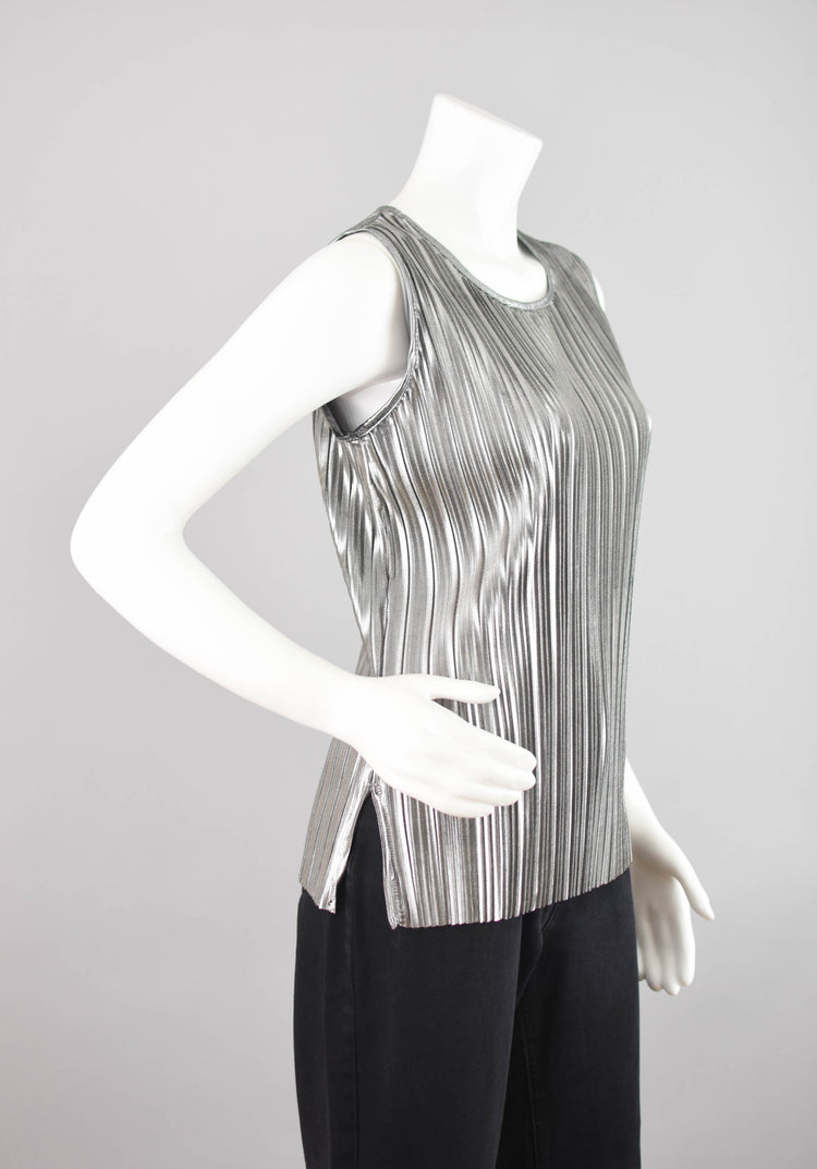 Vintage Metallic Silver Sleeveless Shirt NWT, Women's Medium