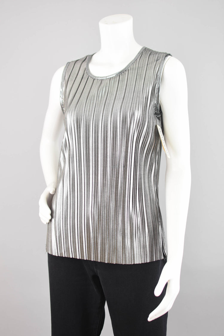 Vintage Metallic Silver Sleeveless Shirt NWT, Women's Medium